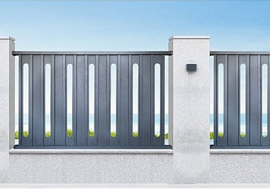 Contemporary Vertical Panel Aluminum Fence