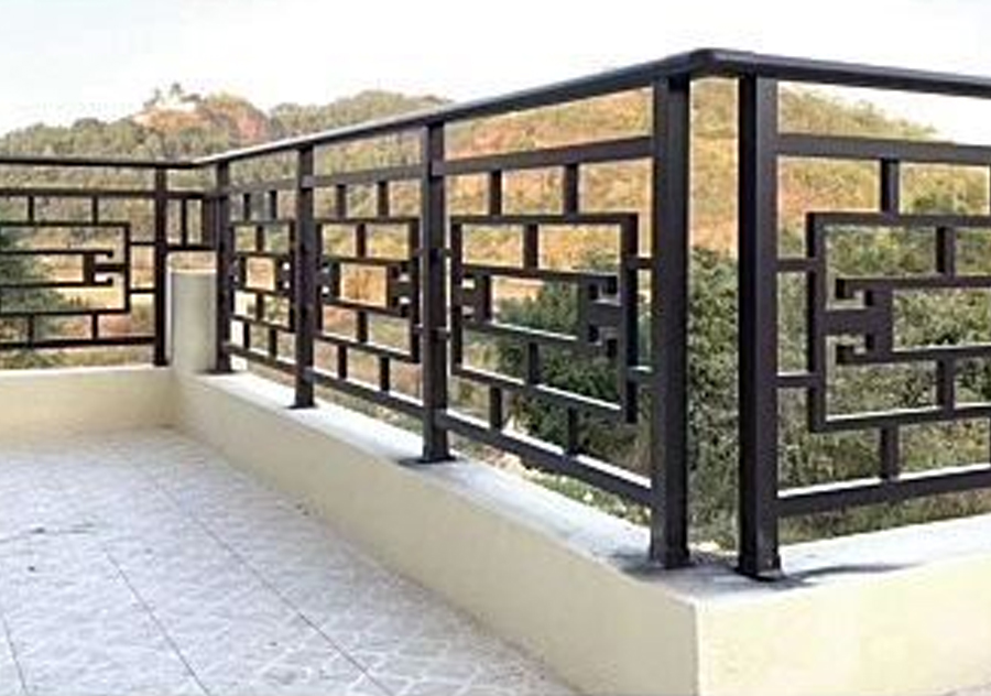 Modern geometric openwork balcony railing