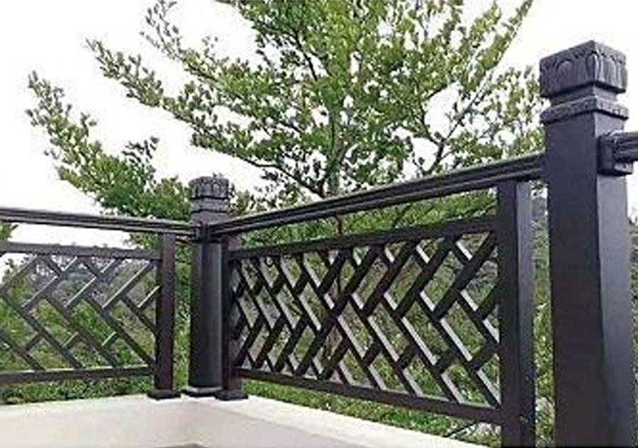 Modern diamond-patterned aluminum railing